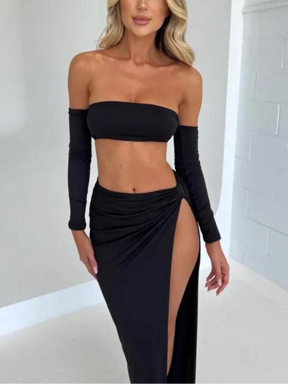 BabyBoo Brynn Bandage Midi Dress off the shoulder Long Sleeve Crop Top Brynn Max